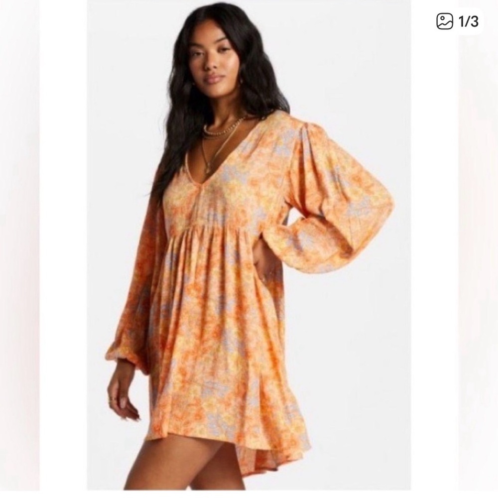 Billabong Orange and Blue Floral Dress